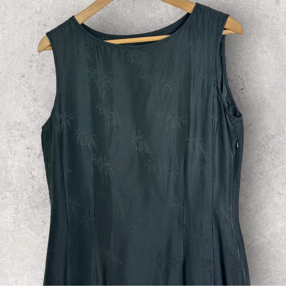 Vintage Citron 100% Silk Black Maxi Dress Fish Embroidery Size Small Side Zipper - Picture 7 of 14